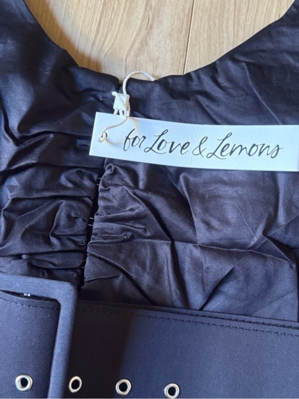 For Love & Lemons Black Mini Dress with Wide Belt - Picture 5 of 6